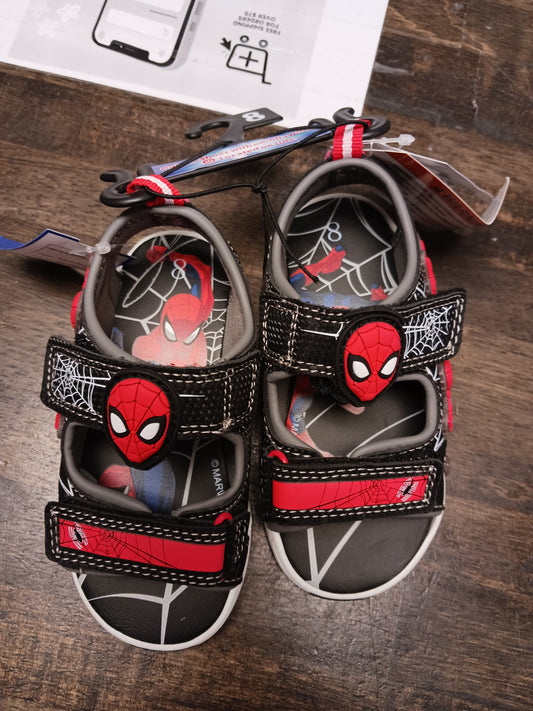 Black/Red Marvel Light Up Spiderman Sandals, 8 B