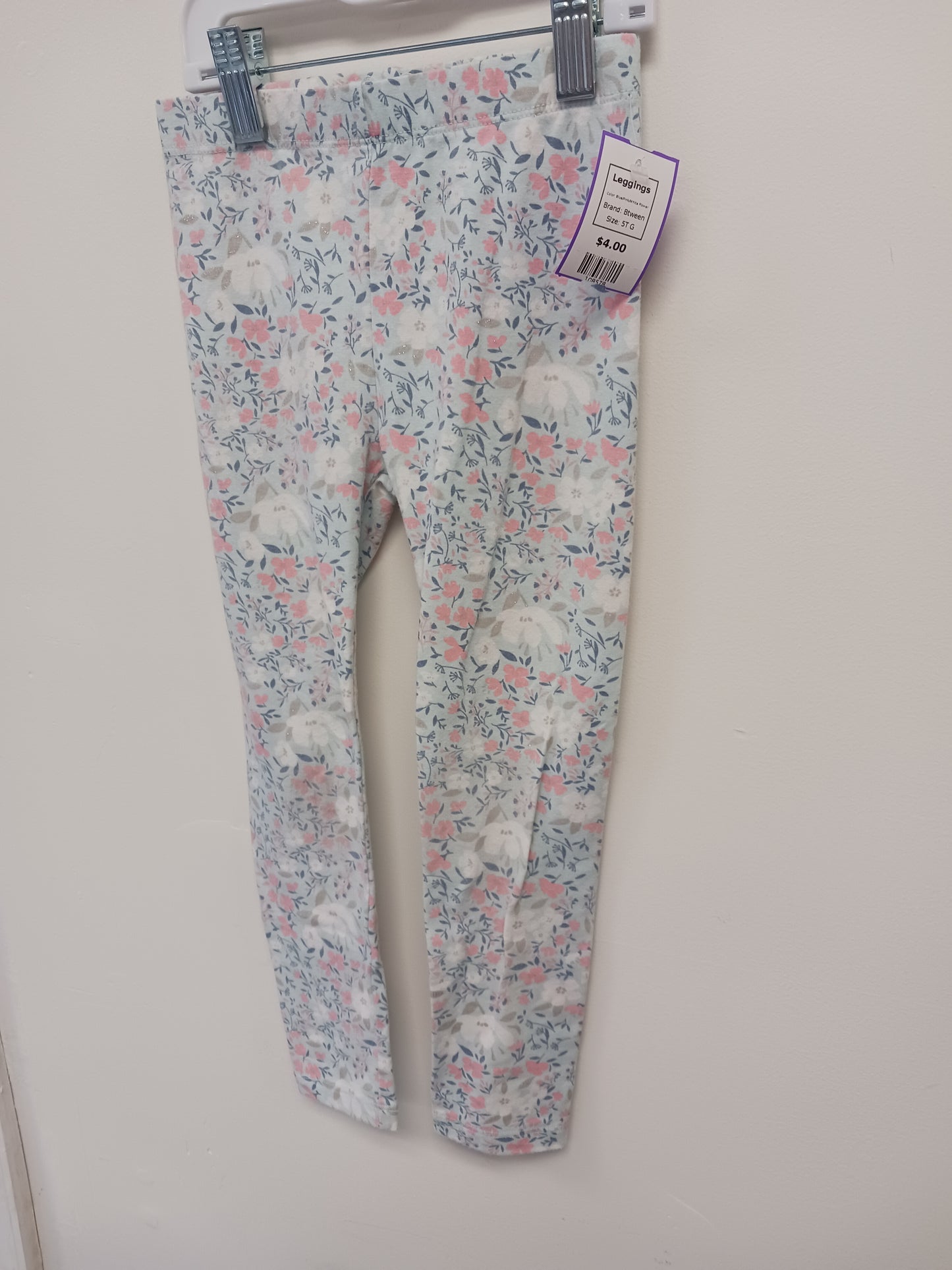 Blue/Pink/White Flower Btween Leggings, 5T G