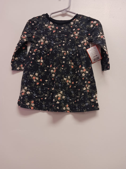 Black Old Navy Flower Dress 12/18m, 12M G