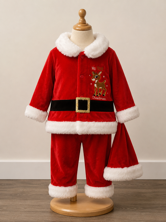 Red/white Rudolph 3 piece christmas suit, 3M B