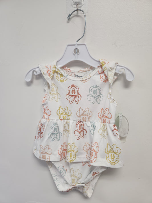 White/Colorful Minnie Disney Onesie, 3M G