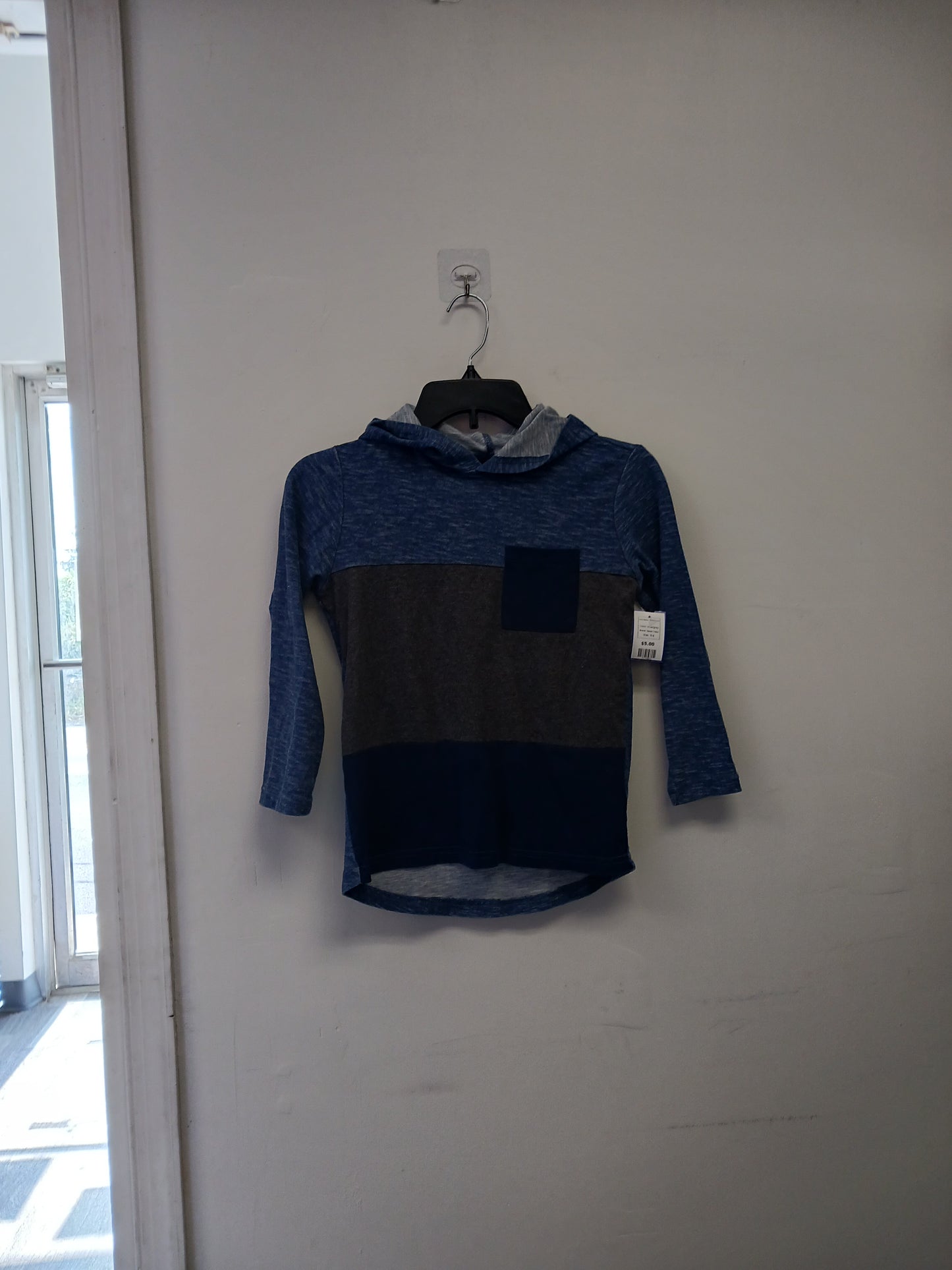 blue/grey Seven Oaks Long Sleeve Hooded Shirt, 8 B