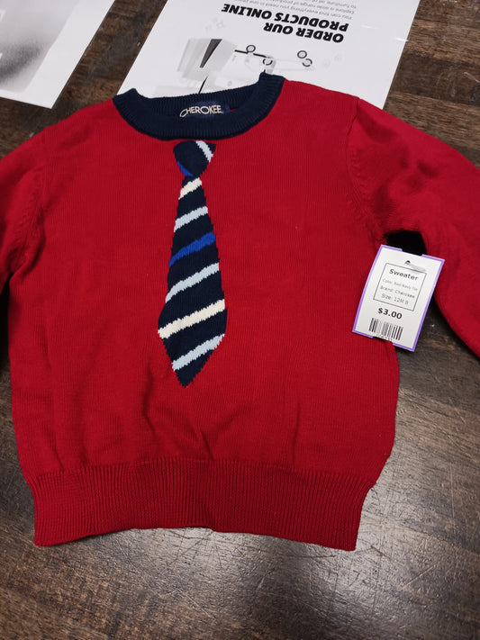 Red/Navy Tie Cherokee Sweater, 12M B