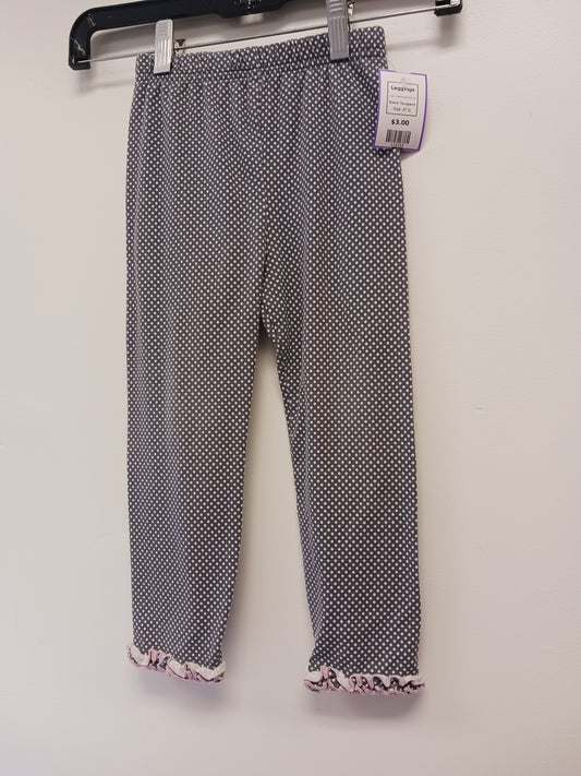 Grey/White Polka Dot Youngland Leggings, 4T G