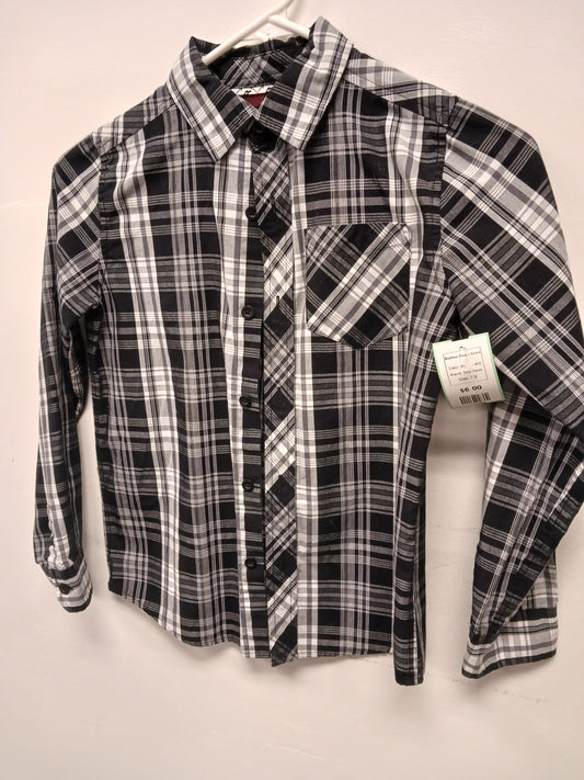 Black Plaid Tony Hawk Button Down Shirt, 7 B