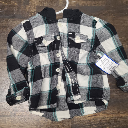 black/white wonder nation long sleeve button up, 12M B