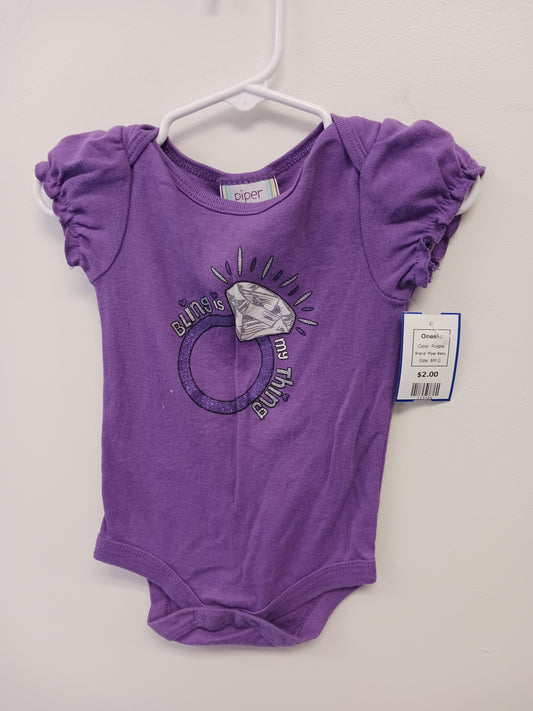 Purple Piper Baby Onesie, 6M G