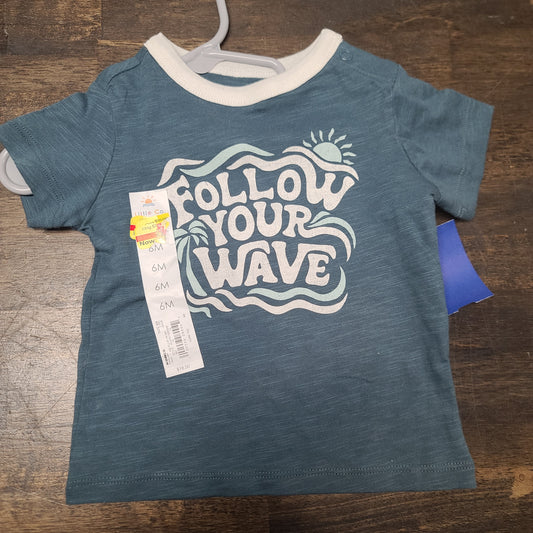 blue little co follow your wave shirt, 6M B