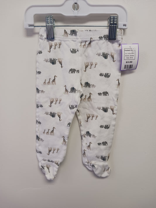 White Animal Gerber Footed Pants, 3M B