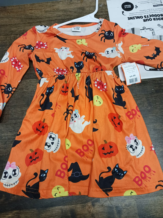 orange Pat Pat Halloween Dress, 18M G