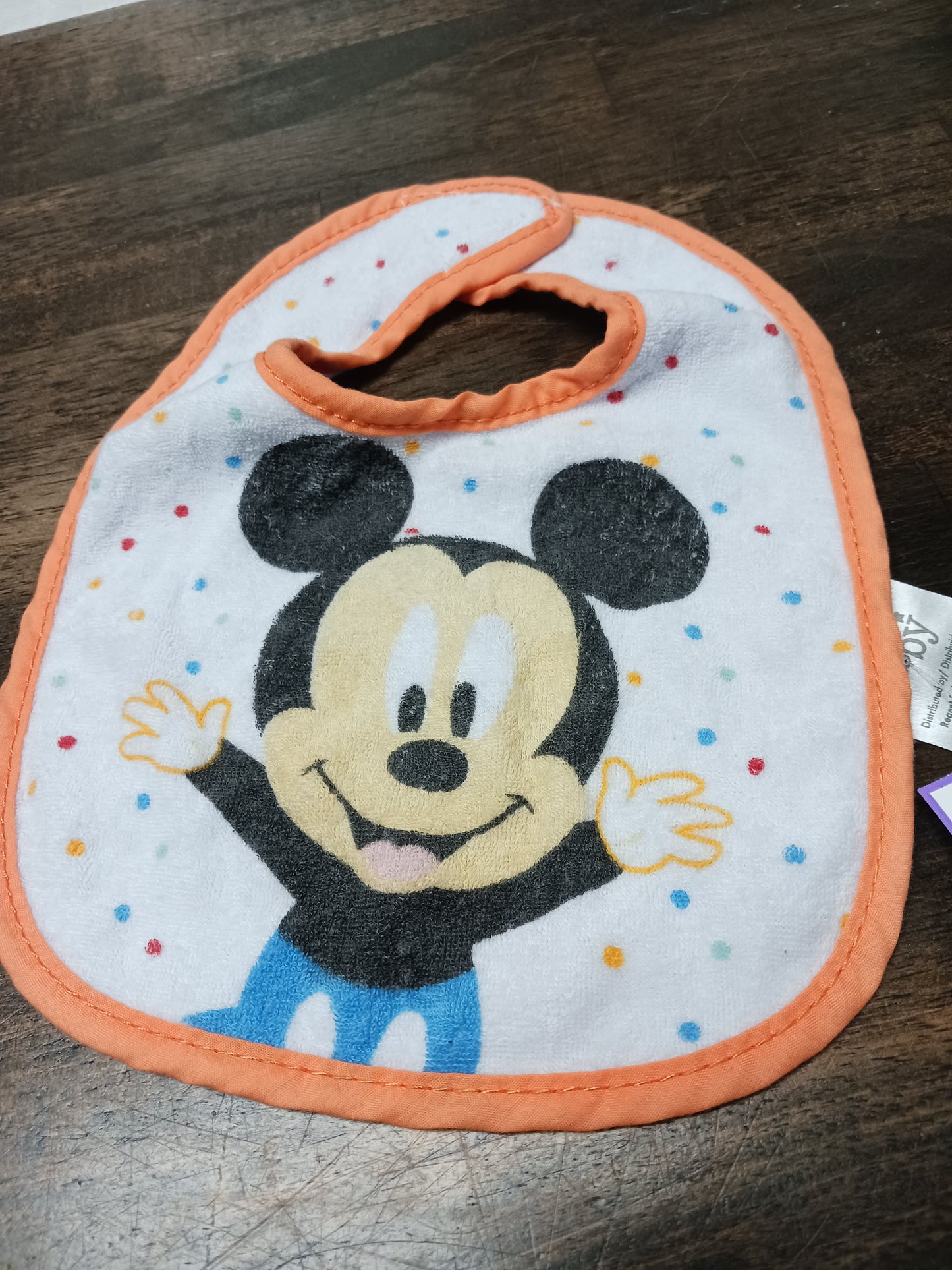 White/Orange Mickey  Bib