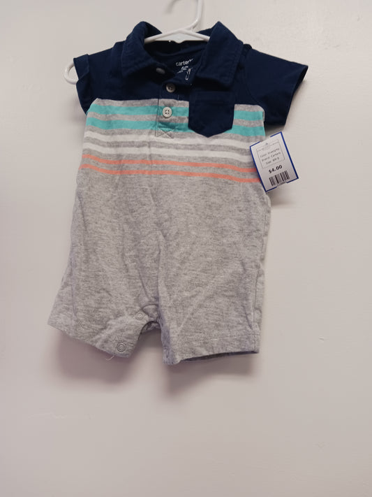 blue/grey Carters One Piece Stripe Shorts, 6M B