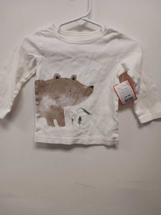 Beige Carters Long Sleeve Bear Tshirt, 12M B