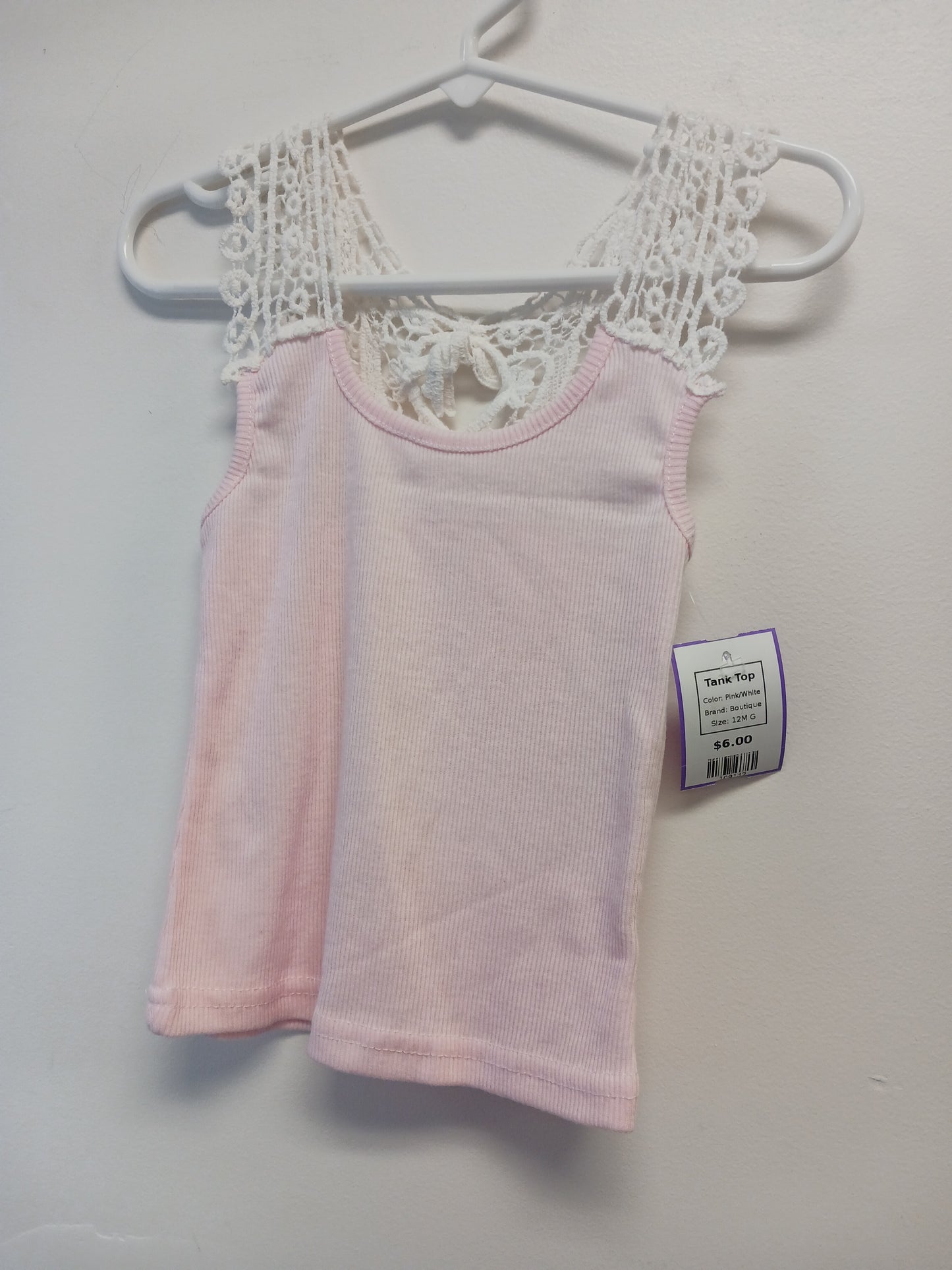 Pink/White Boutique Tank Top, 12M G