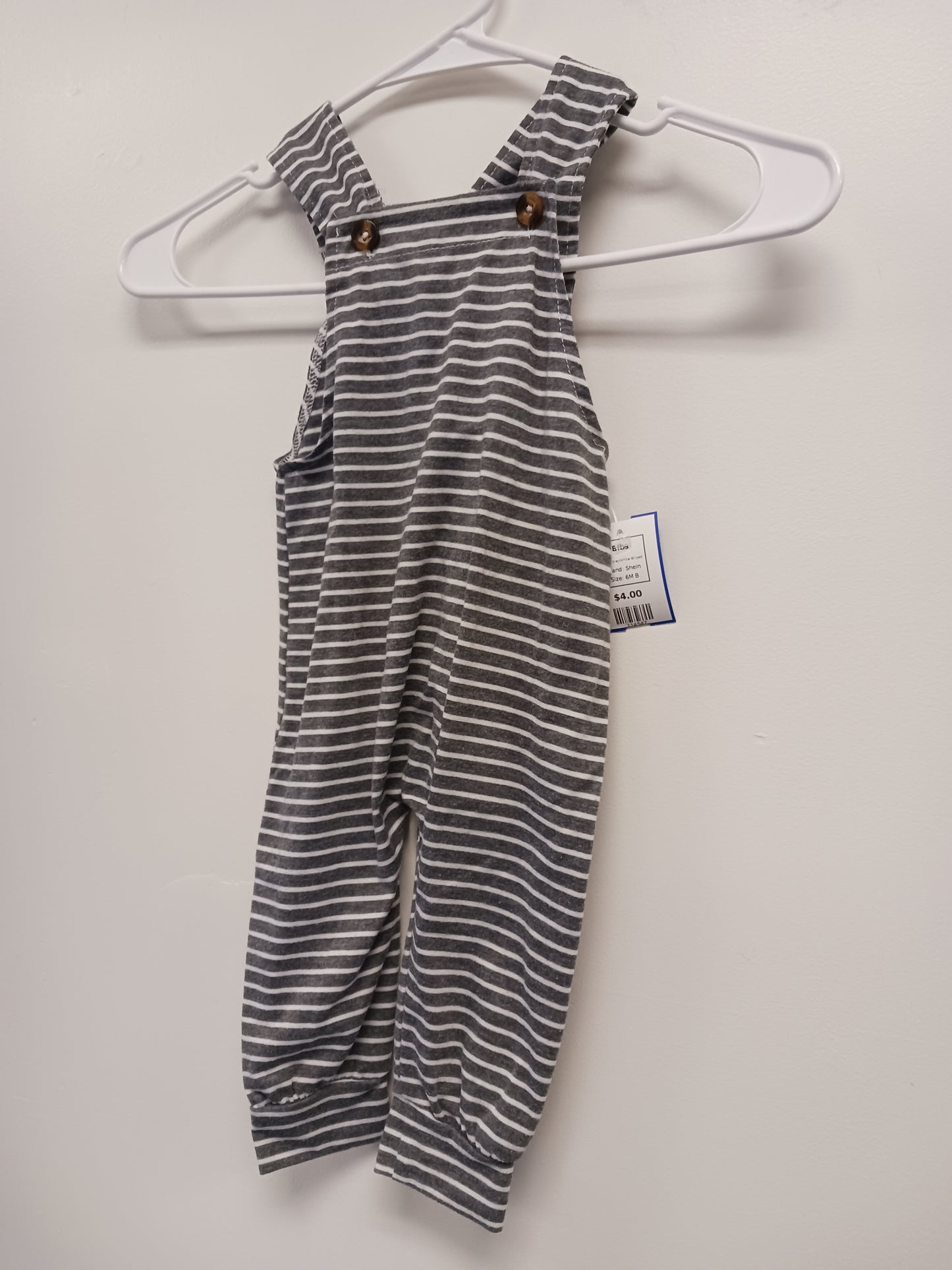 Grey/White Striped Shein Bibs, 6M B
