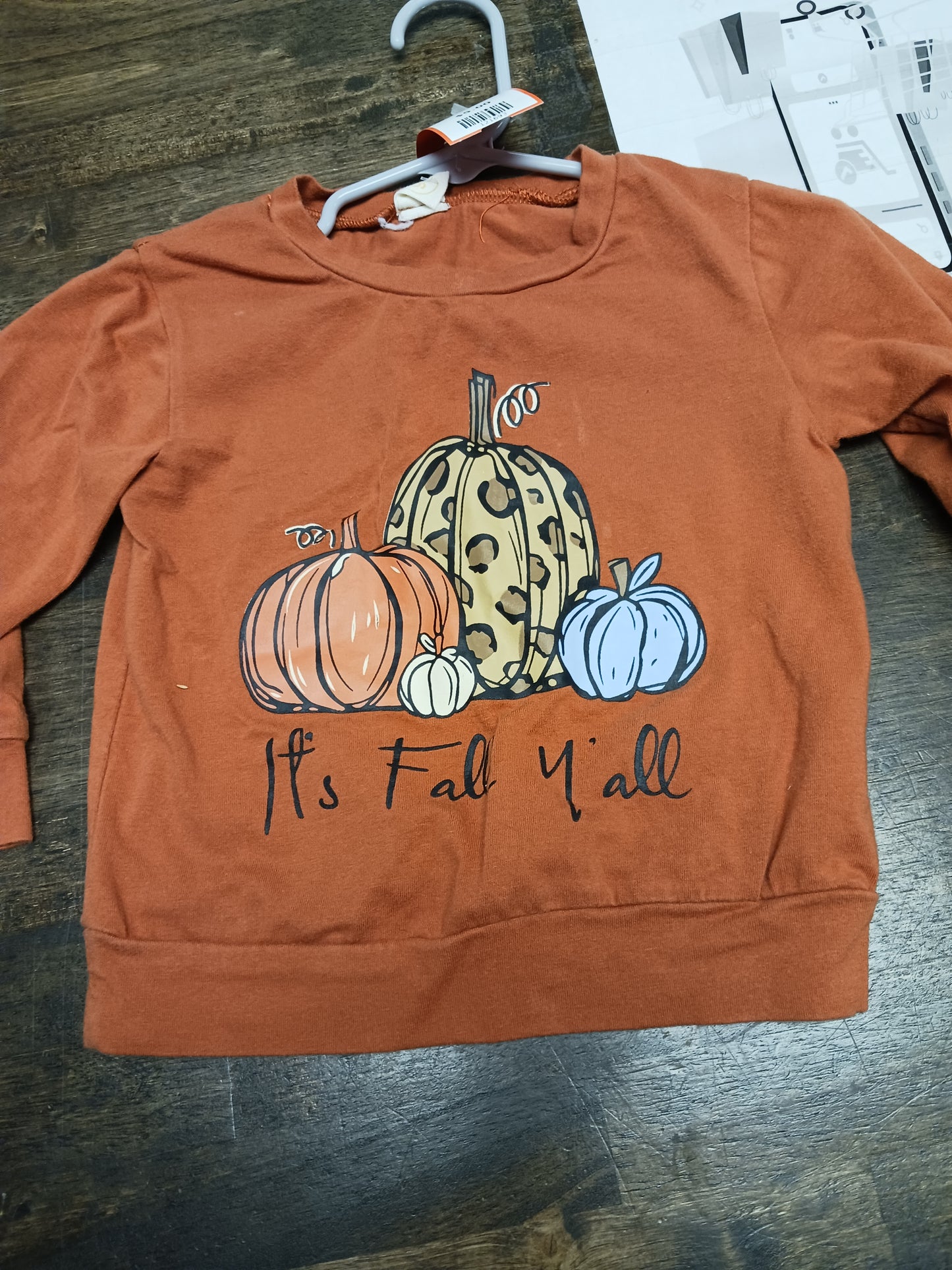 Rust Boutique Long Sleeve Pumpkin Shirt, 2T G