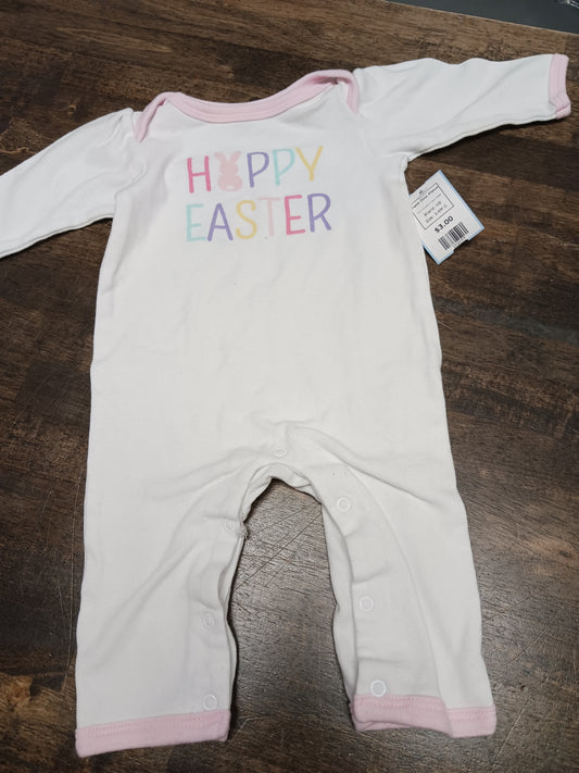 White/Pink Happy Easter HB Pant One Piece, 3-6M G