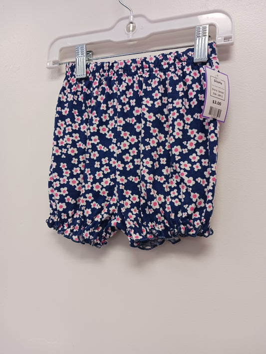 Navy/White/Pink Flower Gerber Shorts, 18M G