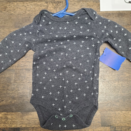 grey cloud island white =+ long sleeve onesie, NB B