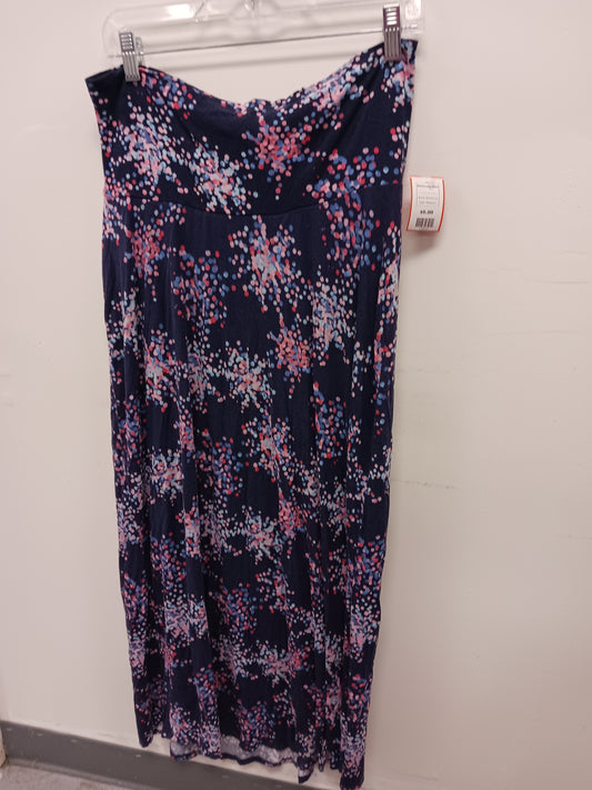 Navy/Pink/Blue Polka Dot Motherhood Maternity Skirt, Medium