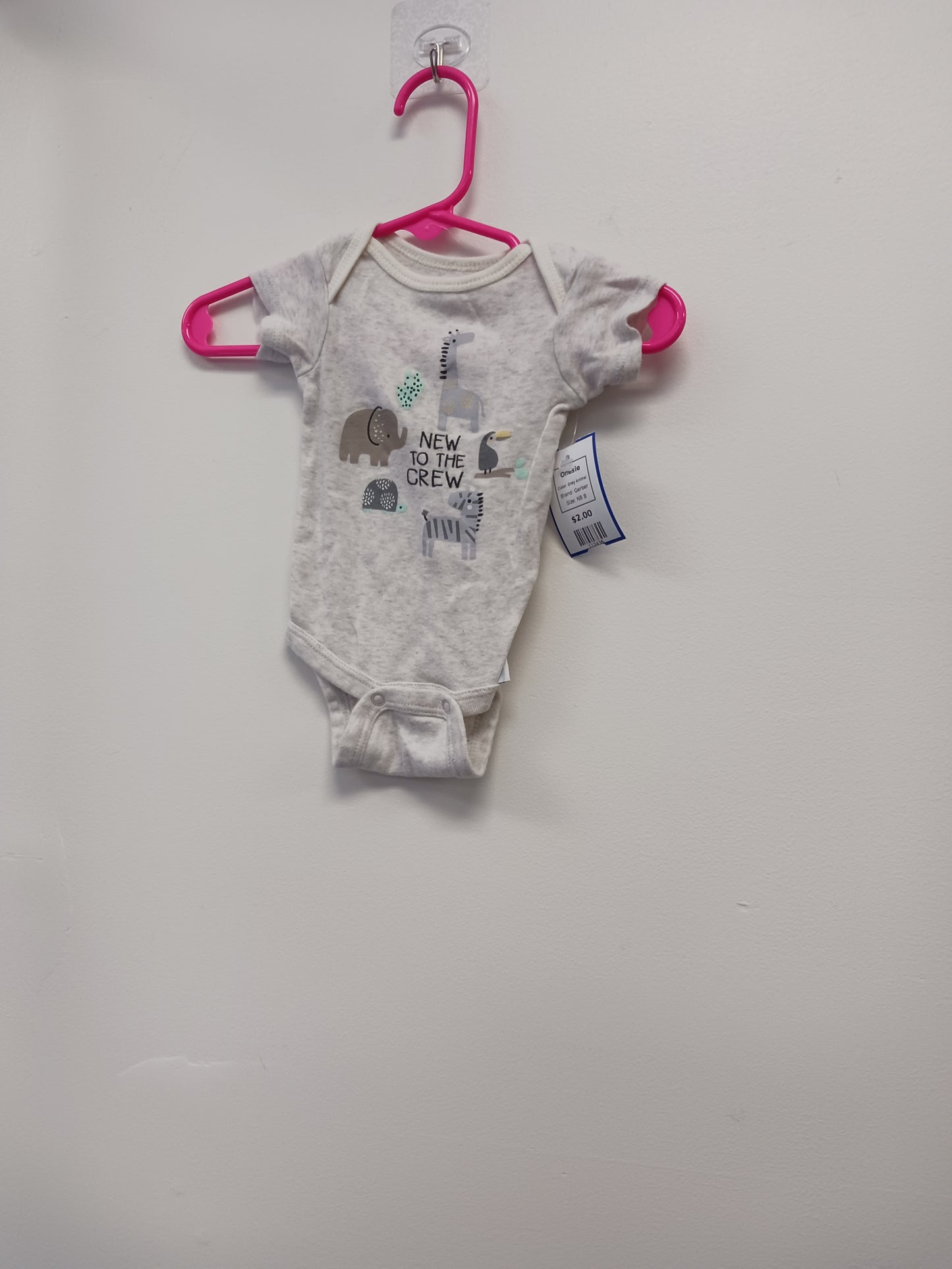 Grey Animal Gerber Onesie, NB B