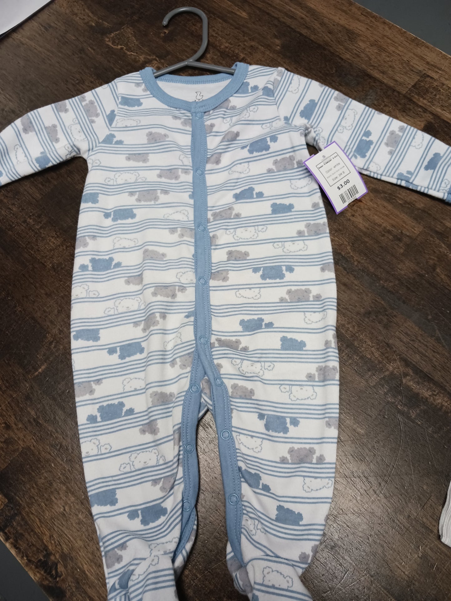 white Duck Duck Goose Bear Sleeper 3-6m, 3M B