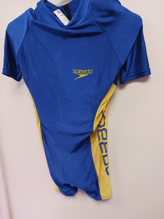 Blue/Yellow Speedo Swim Suit W/Float Built In, Large