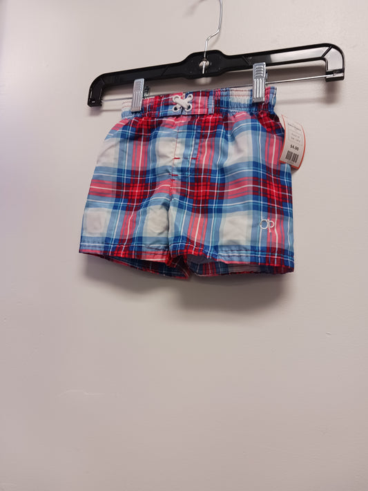 Red/White/Blue Plaid OP Swim Trunks, 12M B