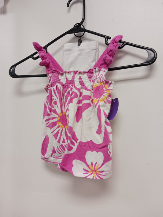 Pink/White Carters Flowered Tank outfit, 18M G