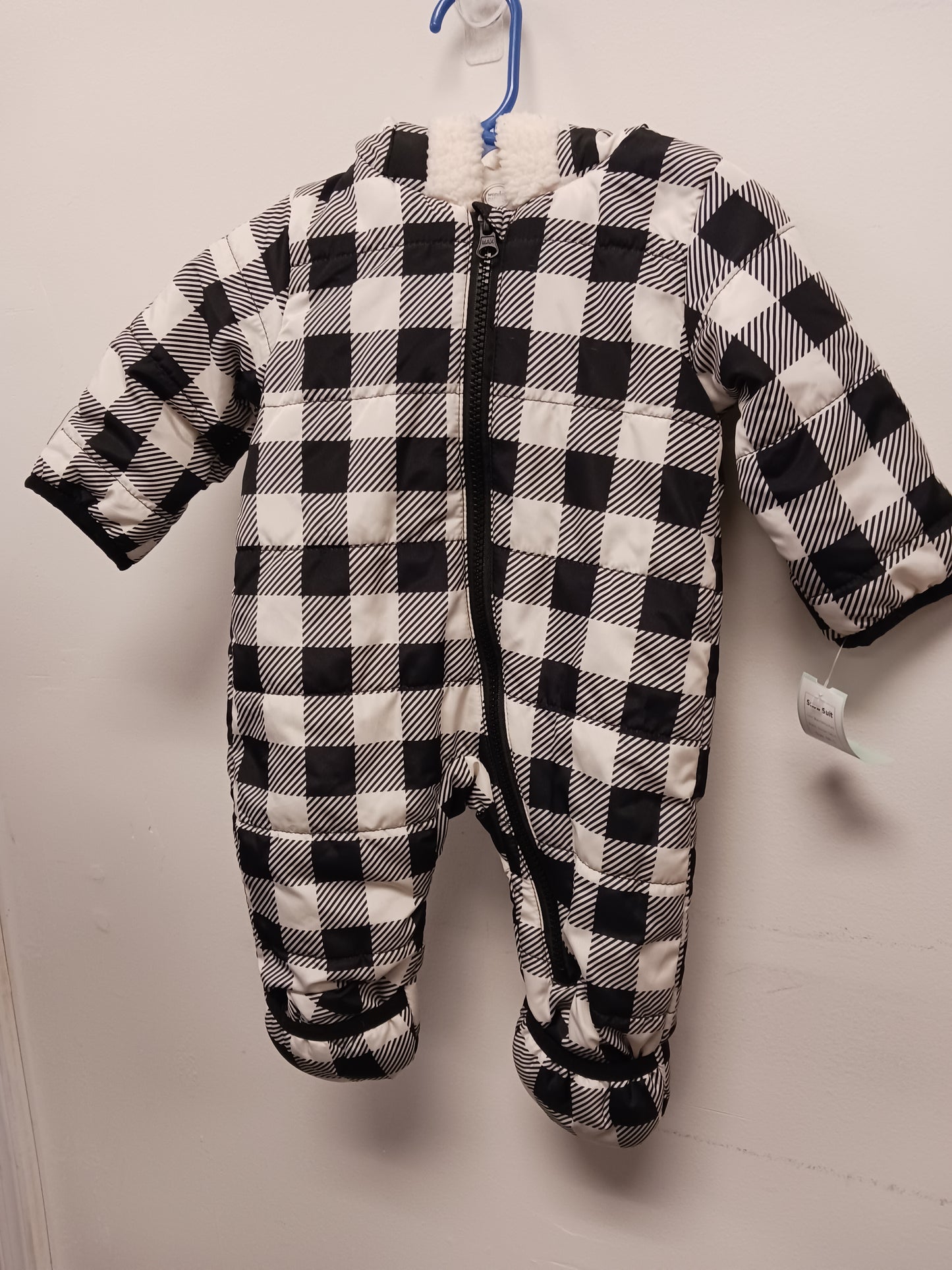 Black/White Plaid Wonder Nation Snow Suit, NB G