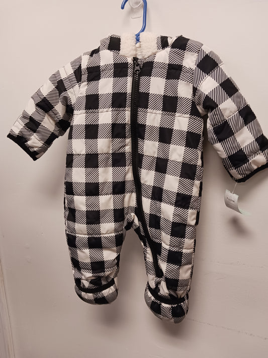 Black/White Plaid Wonder Nation Snow Suit, NB G