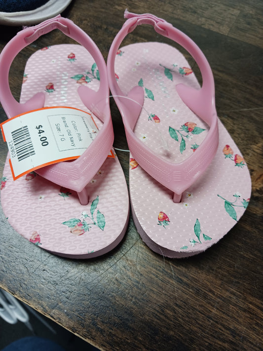 Pink Old Navy Strawberry Flip Flops, 7 G
