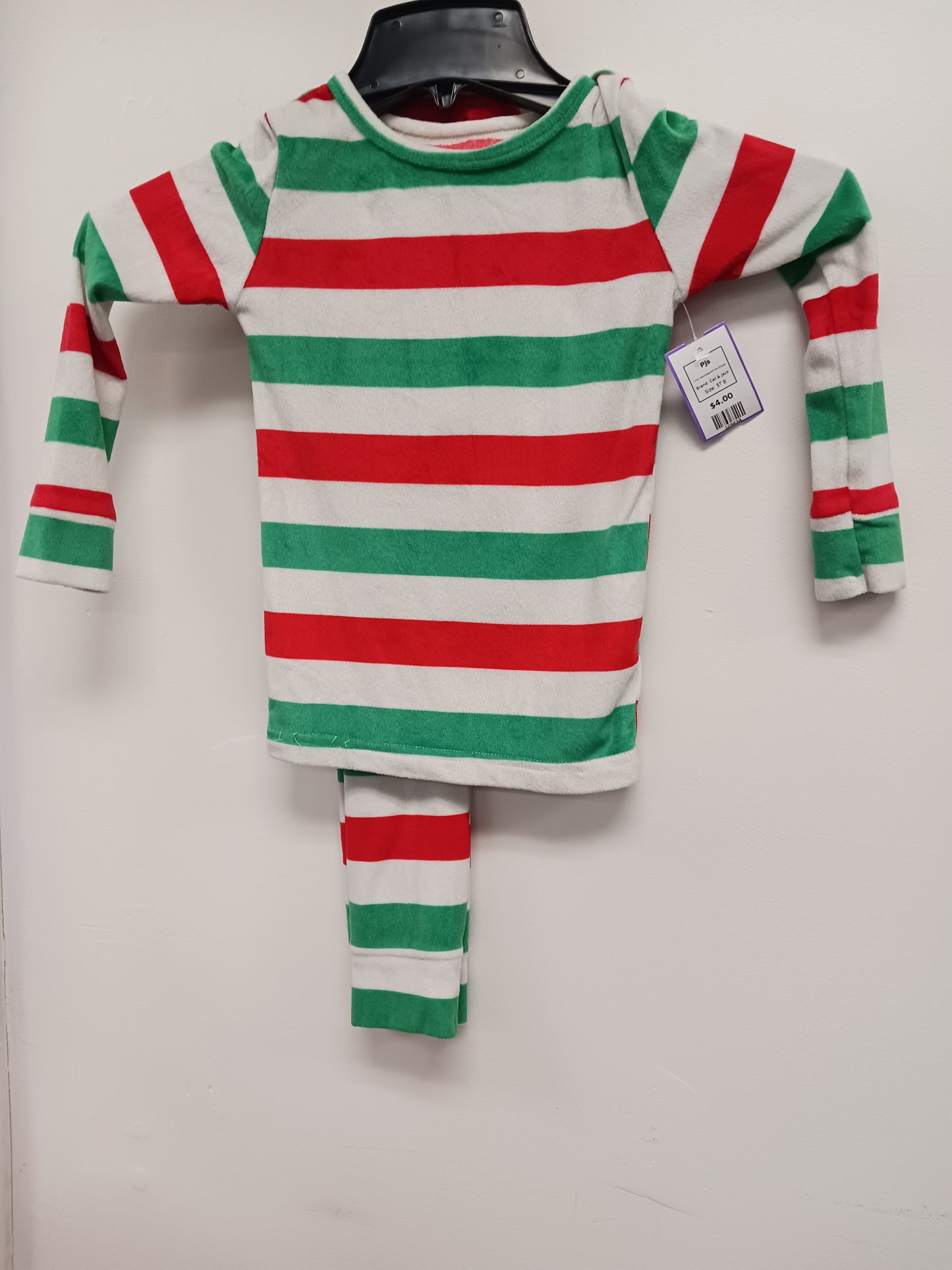 Red/Green/White Striped Cat & Jack Pjs, 5T B