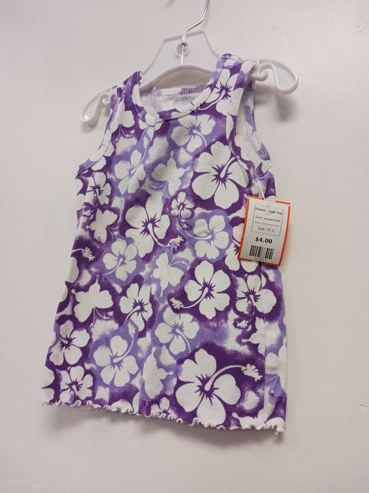 purple/white Childrens Place Flower Tank Top, 2T G