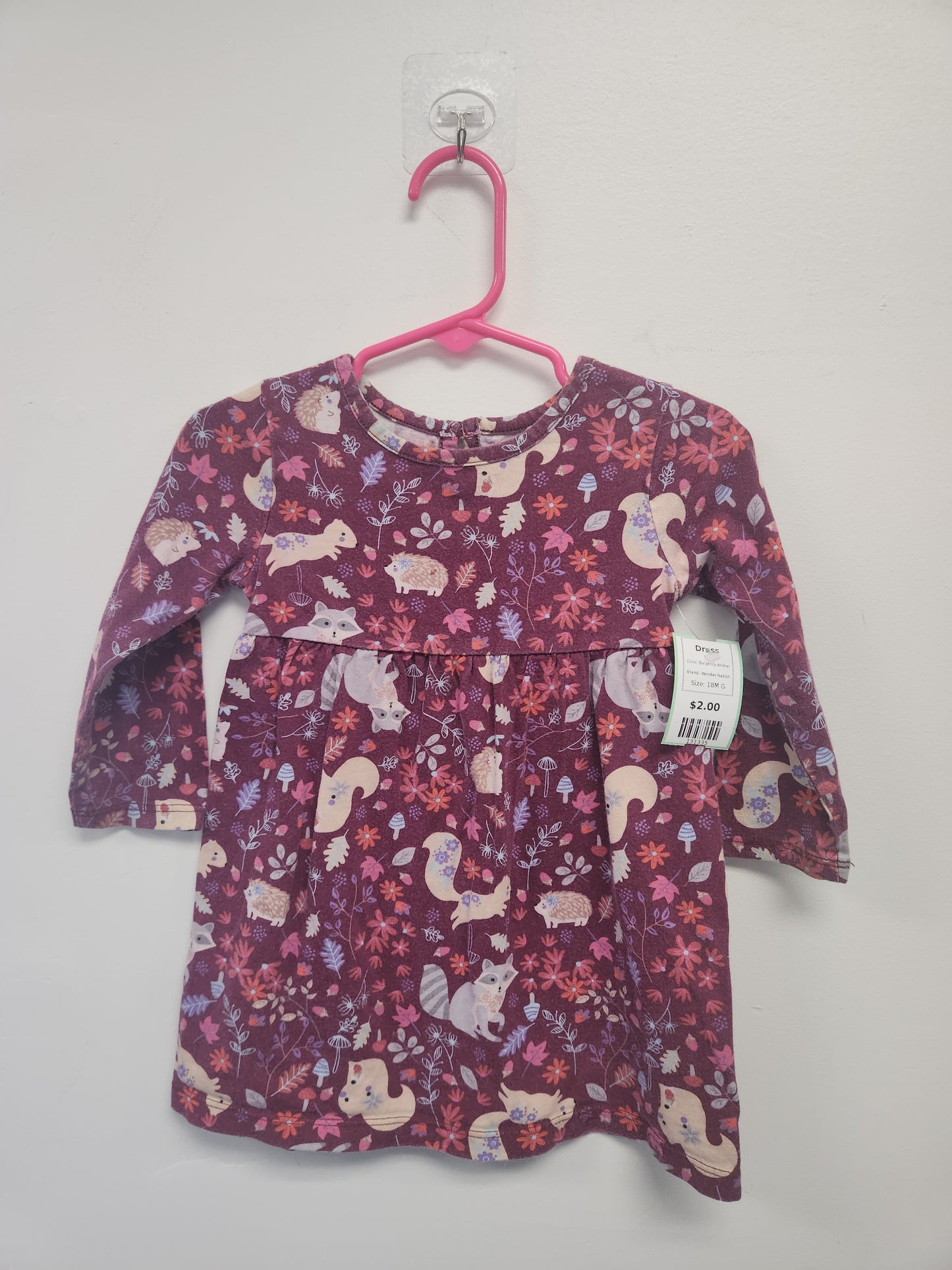 Burgandy Animal Wonder Nation Dress, 18M G