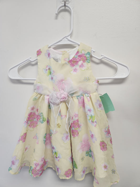 Yellow/Pink Flower Wonder Kids Dress, 12M G