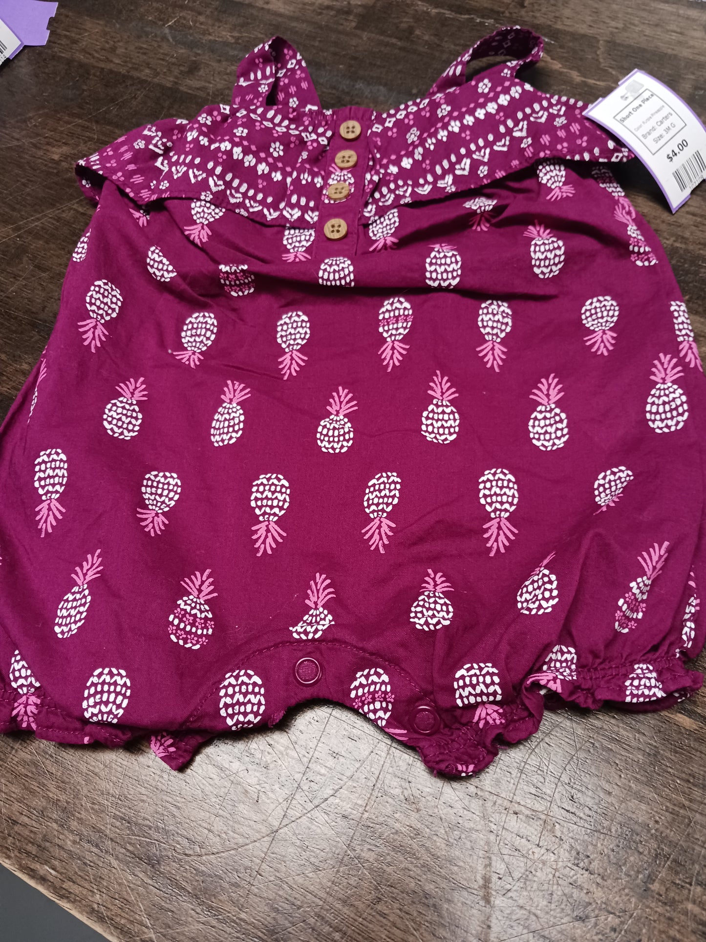 Purple Pineapple Carters Short One Piece, 3M G