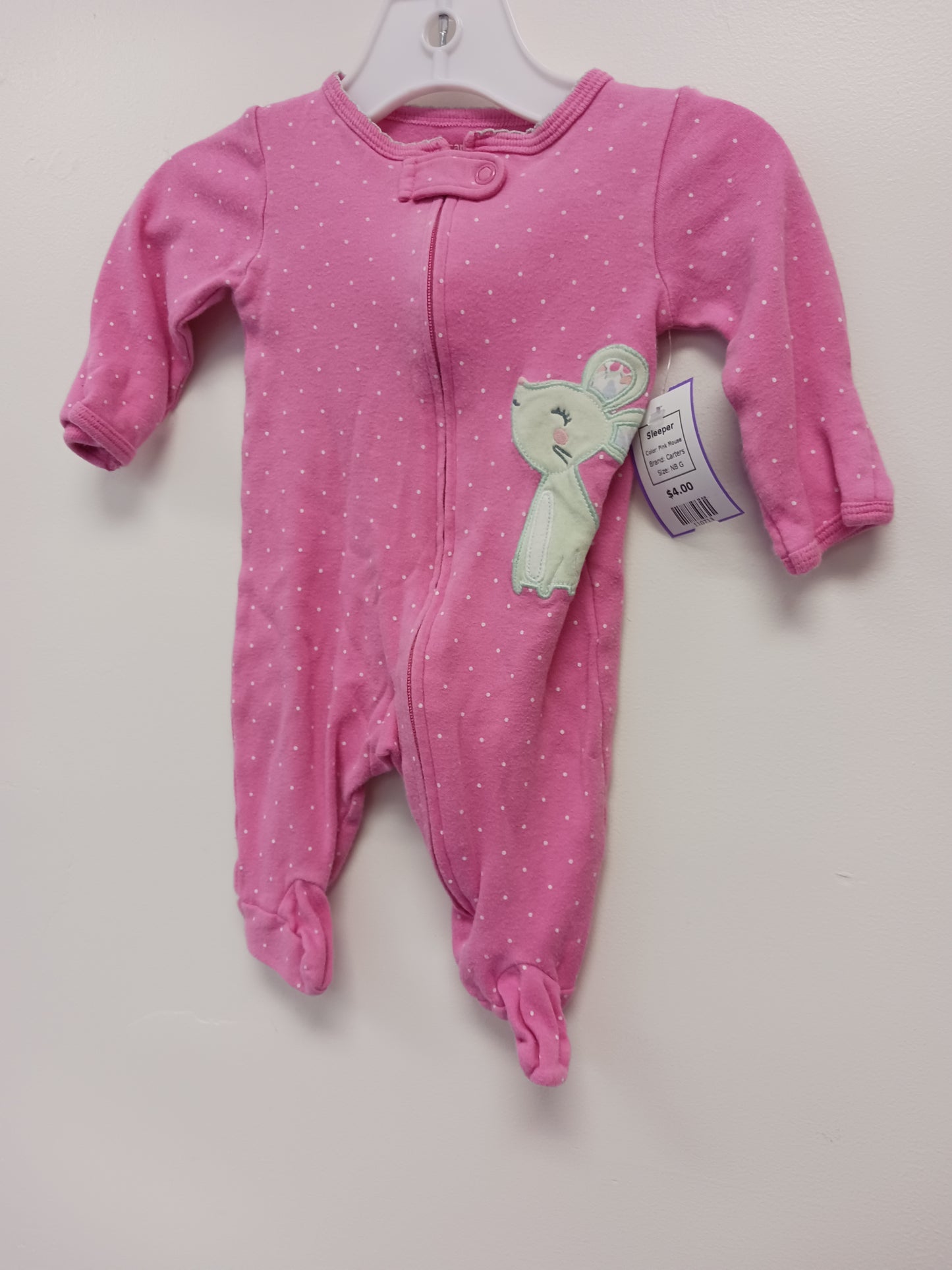 Pink Mouse Carters Sleeper, NB G