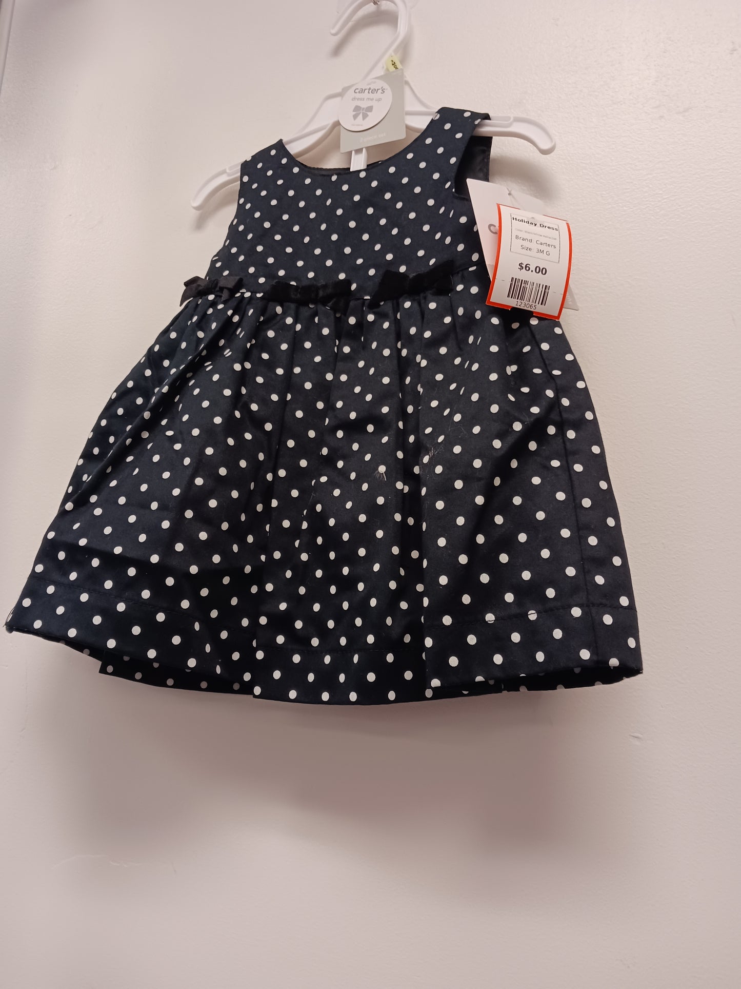 Black/White Polka Dot Carters Holiday Dress, 3M G