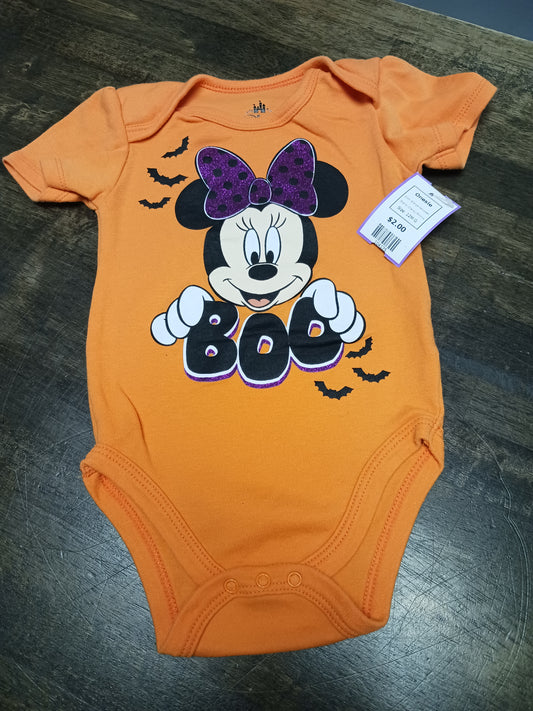 Orange Halloween Disney Minnie Onesie, 12M G