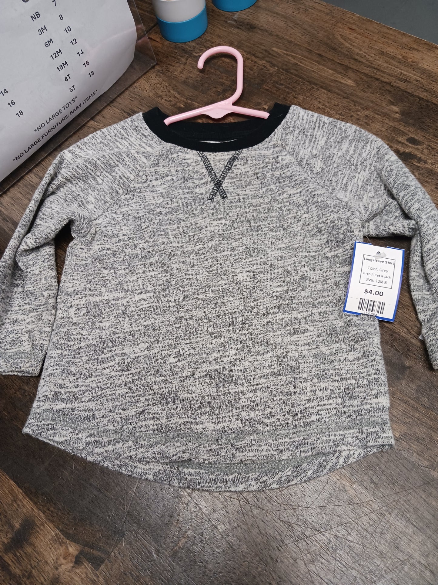 Grey Cat & Jack Longsleeve Shirt, 12M B