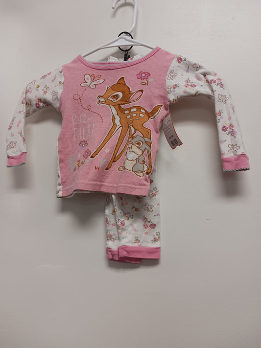 pink/white Disney 2 Piece Bambi PJS, 2T G