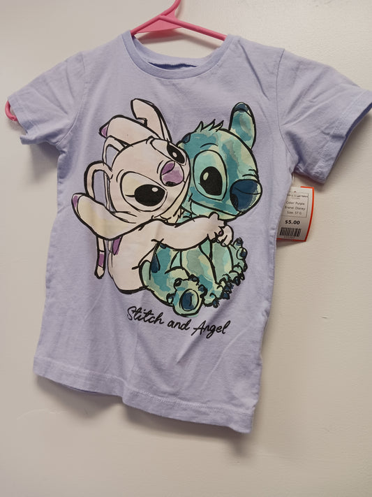 Purple Disney Stitch & Angel Tshirt, 5T G