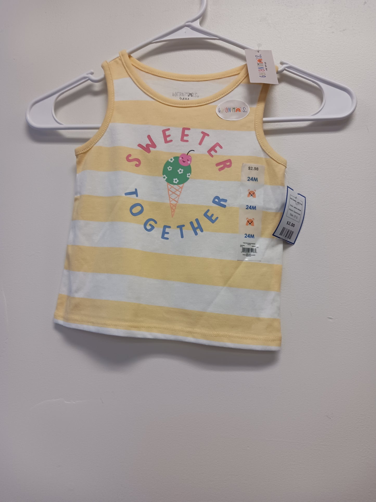 yellow stripe Garanimals Ice Cream Tank Top, 2T G