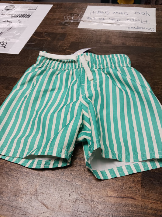 Green/White Striped Cat & Jack Swim Trunks, 2T B