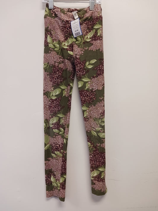 pink/green Lularoe Flowered Leggings, large