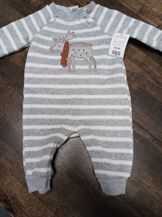 Grey/White Moose Carters Pant One Piece, 3M B