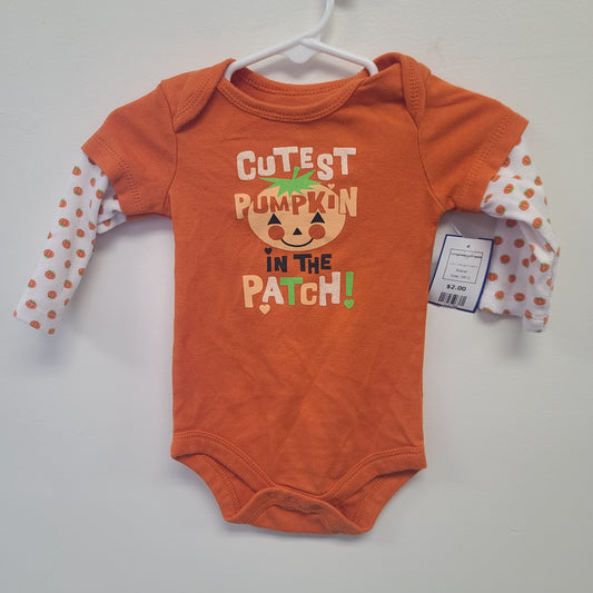 Orange Pumpkin  Longsleeve Onesie, 3M G