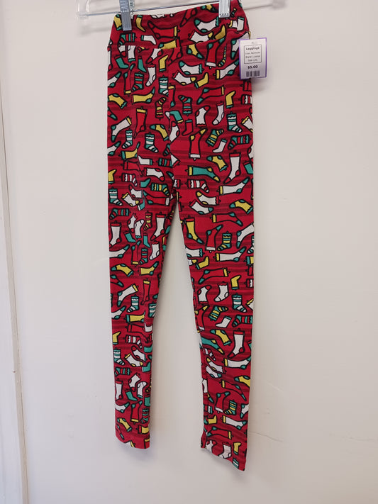Red Socks Lularoe Leggings, L/XL