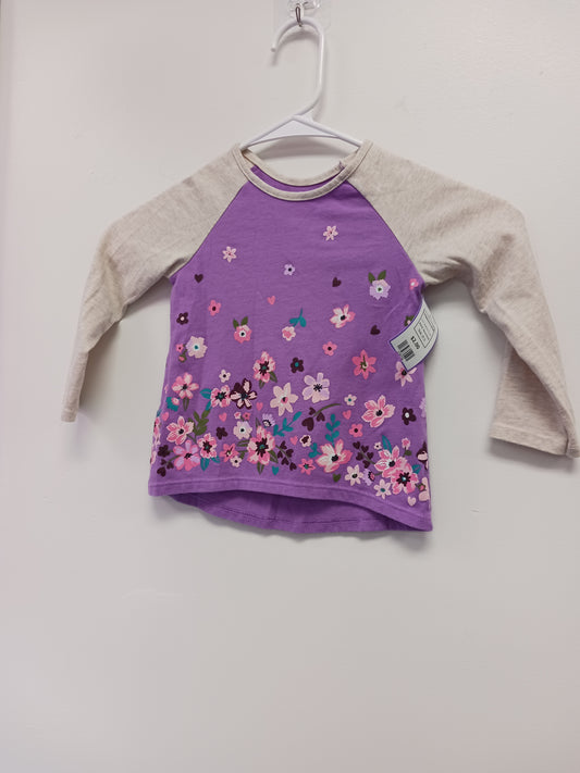 Tan/Purple Flower Garanimals Longsleeve Shirt, 2T G